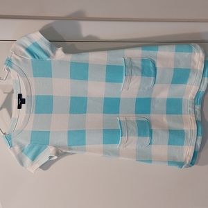 Gap kids t-shirt dress, white and blue checkered, Size M (8-9yrs). Excellent